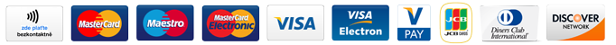 MasterCard, Visa, JCB, Diners Club, Discover, V Pay, Visa Electron, MasterCard Electronic and Maestro